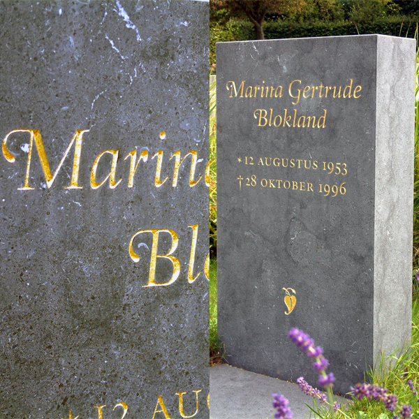 Gravestone lettering by Frank E. Blokland